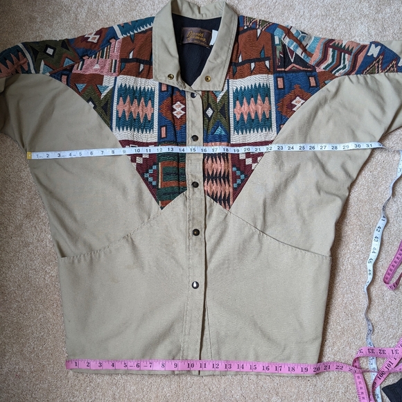Vintage David James Aztec Tapestry Western Ranch Chore Coat Jacket - Picture 9 of 14